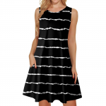 Naiste suvekleidid avara U-kaelusega varrukateta, taskutega p&auml;ikesekleidid L must