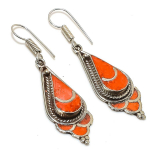 Natural Red Coral Gemstone Handmade Jewelry Earring 2.32 e1n91