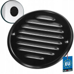 Grille d'a&eacute;ration KOTARBAU 130 mm en t&ocirc;le de tsink, ronde, &agrave; visser, moustiquaire, rest &agrave; lamelles, noir