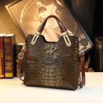 Euroopa ja Ameerika retro-suure mahutavusega suur kott krokodillimustriga nahast naiste kott, &otilde;lakott Messenger One Size pruun