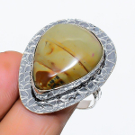 Polygram Jasper Handmade 925 Sterling Silver Jewelry Ring Size 9.5 k3a91