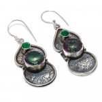 Mystic Rainbow Topaz, Diopside 925 Sterling Silver Jewelry Earring 2.17 l4l06