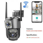 Uus 2K HD veekindel EU IP-kaamera Wifi 4G SIM-kaart PTZ 4MP kahe objektiiviga v&auml;listingimustes kasutatav tehisintellekt Inimese j&auml;lgimise v&auml;rviline &ouml;&ouml;n&auml;gemine CCTV turvakaamera 4MP WIFI Camera