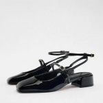 MARY JANES stiilis Slingbacks Moodsad Naiste Must &Uuml;marpea Ruudukujuline Konts Kingad Retro Pandlaga Rihmaga Sandaalid Kingad Naisele 36