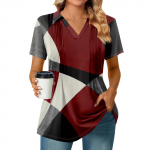 Naiste L&uuml;hikeste Varrukatega T-s&auml;rgid Plisseeritud V-kaelusega Tr&uuml;kiga T-s&auml;rk Kraega Suvised Topid Mood &Auml;ri Vabaaja T&ouml;&ouml; M