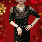 Naiste kevad- ja suvised pitsist t&auml;pilised pikkade varrukatega suured varrukad. 3XL