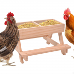 DIY Wooden Chicken Feeder Easy to Assemble Chipmunk Feeding Container Picnic Table No Waste Light Wood