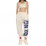 Naiste spordip&uuml;ksid &uuml;hev&auml;rvilised kirjatr&uuml;kiga laia s&auml;&auml;rega dressip&uuml;ksid, elastne v&ouml;&ouml;koht, reguleeritav n&ouml;&ouml;riga hip-hop stiilis tantsup&uuml;ksid M