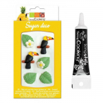 D&eacute;cors sucr&eacute;s tropicaux + Stylo de gla&ccedil;age noir