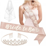 Pruudi du&scaron;itarbed Bachelorette Party Dekoratsioonid Rose Gold Glitter Kit - | Bride to Be Sash, Tiara, Veil roosa kuldne v&auml;rv