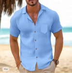 Meeste puuvillane linane meeste l&uuml;hikeste varrukatega s&auml;rgid suvised &uuml;hev&auml;rvilised lahtik&auml;iva kraega vabaaja rannastiilis suures suuruses topid XL