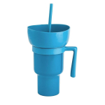 Leeseph Stadium joogitops koos suupistekaussiga, 2-in-1 reisikruus suupistekaussiga, lekkekindel suupiste- ja joogitops, kaasaskantav, korduvkasutatav sinine