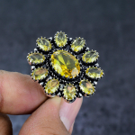 Citrine Gemstone Handmade 925 Sterling Silver Jewelry Ring Size 8 m3u61