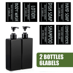 500ML/16.9Oz Ruudukujuline Vannitoa Seebipudelite Komplekt Sildikleebisega Du&scaron;igeel Majapidamises &Scaron;ampoonidosaator Vedeliku N&otilde;u