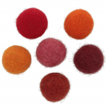 Pompons en laine feutr&eacute;e - Rouge/Orange - 2,5 cm - 12 pcs