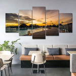 5 t&uuml;kki P&auml;ikeseloojangusilla maastik L&otilde;uendimaal Kaasaegsed plakatid ja v&auml;ljatr&uuml;kid Seinakunstipildid Elutoa Kodukaunistus Ilma raamita 20x35cm*2 20x45cm*2 20x55cm*1