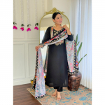 India Bollywood Chanderi Kurti Naiste Top Tuunika Disainer Kurta P&uuml;ksid Dupatta Komplekt SC-2290 M-38