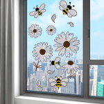 Floral Window Stickers Glass Decals Static Sticker Easy to Peel Decorative Film Clings for