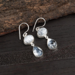 Dendriitopaali V&auml;&auml;riskivi Ehted, K&auml;sitsi valmistatud H&otilde;bek&otilde;rvar&otilde;ngad, 925 Sterlingh&otilde;be Meditatsiooniehted Vanaema Kingitus Naistele 1.88 Inches sinine