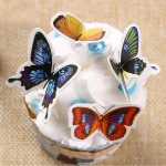 50 tk liblikad pulma-s&uuml;nnip&auml;eva riisivahvlipaberist tassikoogikatted