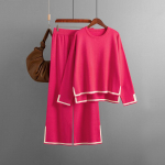 S&uuml;gis- ja talvine naiste kootud kampsunite komplekt Temperament Color Collision Split pikkade varrukatega top k&otilde;rge v&ouml;&ouml;kohaga laia s&auml;&auml;rega p&uuml;ksid kaks t&uuml;kki One Size