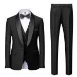 Meeste 3-osalised pulmakleidi &uuml;likonnad Slim Fit rev&auml;&auml;ridega smokingid pidulikuks vaba aja veetmiseks m&otilde;eldud pidulik meeste &uuml;likond peiumehe &uuml;likonnale (Bleiser+vest+p&uuml;ksid) XXXXXL must