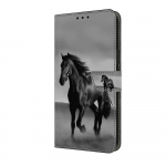 Steed Dark Horse mustriga maalitud mobiiltelefoni kest iPhone'ile Samsung Xiaomi Redmi Motorola Nokia Sony LG nahk&uuml;mbris iPhone 16