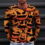 Meeste T-s&auml;rk Loomade Hunt 3D Prindiga pluus Halloweeni pikkade varrukatega T-s&auml;rk Vintage mood meeste r&otilde;ivad S&uuml;gis vabaaja gooti pullover S