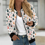 Naistele m&otilde;eldud jakid pikkade varrukatega, kerge lukuga ja prindiga &uuml;ler&otilde;ivad vabaaja tepitud jakid taskutega XL