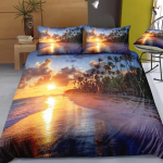 Kaunis Ookeani Voodipesu Komplekt 3D Digitr&uuml;kk Ranna Kookospuu Grove Tekikott Komplekt Suvine Magamistoa Tekikate Padjap&uuml;&uuml;r US Twin(172x218cm) gray