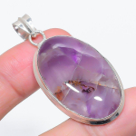 Natural Sage Amethyst Gemstone 925 Sterling Silver Jewelry Pendant 2.13 p2j74