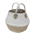 Panier de Rangement - OSINELLA - Blanc - Coton - Fibre de Ma&iuml;s - 38 x 34 cm