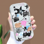 Armas koomiksimustriga kreemjas tekstuuriga korpus Lainelise servaga pehme silikoonkaanega telefoni&uuml;mbris Huawei Honor Infinix Tecno iPhone'i jaoks Huawei P30