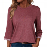 Naiste T-s&auml;rk &Uuml;hev&auml;rviline &Uuml;mara Kaelusega 3/4 Varrukatega Pluus M