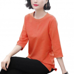 Naiste topid O-kaelusega 3/4 varrukaga &uuml;hev&auml;rvilised elastsed &uuml;le pea k&auml;ivad topid tavalise l&otilde;ikega suvine T-s&auml;rk igap&auml;evaseks kandmiseks 4XL