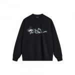 Li Ning CF Draak J&auml;rglane Mustriga Tr&uuml;kitud Pullover &Uuml;mara Kaelusega Pikkade Varrukatega Kootud Spordi-dressipluus Meeste dressipluus Must AWDU813-1 XS