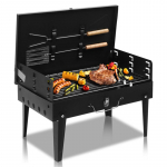 44*27*7cm Kaasaskantav ruudukujuline s&ouml;egrill Must