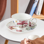 British Teacup Ceramic Coffee Cup and Saucer Set Easy to Clean 200ml Capacity Cappuccino Mug B