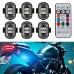 6 tk RGB LED Auto Stroboskoobid Mootorratta LED Vilkuv Positsioon Juhtmevaba Valgus 8 V&auml;rvi Lennuki Helikopter Hoiatusvalgustid Tarvikud
