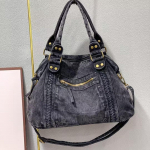 Suure mahutavusega retro teksast kandekott ja crossbody mootorratta kott naistele 38x11x28 cm must