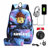 Robloxi m&auml;ngu meeste seljakott USB laadimisega, suure mahutavusega s&uuml;learvutikott One Size