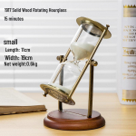 Euroopa stiilis puidust ja metallist p&ouml;&ouml;rlev 15-minutiline liivakellataimer - kontori sisustus, kodu ornament, &otilde;pilase kingitus Small Rotating Wooden Hourglass (15 Minutes) valge