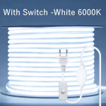 220V LED-riba Veekindel Objektiiviga COB Paindlik Lint L&uuml;litiga/H&auml;mardatav EL Pistik Tuppa Magamistuppa K&ouml;&ouml;ki V&auml;lisvalgustus Aeda 9M With Switch lahe valge v&auml;rv