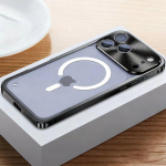 Luksuslik metallist magnetiline telefoni&uuml;mbris iPhone 17 16 15 14 13 12 Pro Maxile Magsafe'iga iPhone 17 Pro Maxile Alumiiniumist juhtmevaba laadimise kate For iPhone 17 Pro Max must