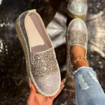 2025 Uued Luksuslikud Naiste Korterid Rhinestone Bling &Otilde;mblusplatvormiga Mokassiinid Slip-on Madala Suuga Moodsad Vabaajas Jalan&otilde;ud Naiste Jalatsid 35 kuld