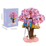 628 tk Kirsipuu Maja Ehitusklotsid Loominguline Linna Vaade Taim Lill Maja Mudel Klotsid Lauakaunistus Laste M&auml;nguasjad With Box pink
