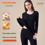 Women's 100% Cotton Antibacterial Thermal Underwear Set L