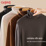 GUJIN Men's High-Neck Seamless Thermal Base Layer with Silk & Wool 2XL (130-160 jin)