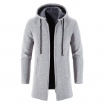 Talvine fliiskardigan Meeste Paks kapuutsiga Pikk kampsun Meeste Soe Kootud Kampsun Jakid P&otilde;hjuslikud kapuutsid V&auml;lir&otilde;ivad Riided XXXXL helehall v&auml;rv