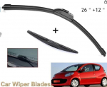 Toyota Aygo Peugeot 107 Citroen C1 2005-2010 Esi- ja tagaklaasipuhastajad Puhastajad Toyota Aygo 26 inch + 12 inch